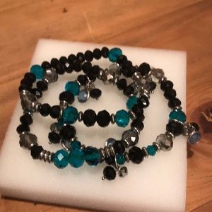 White House Black Market black and teal bracelets